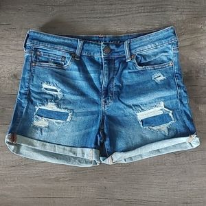 AE Midi Ripped Jean Shorts